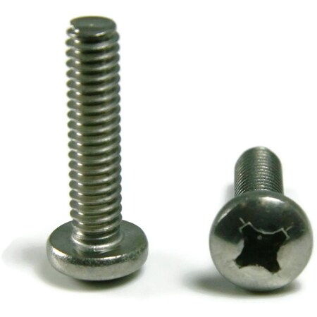 M6-1.00 X 8 Mm Phillips Pan Machine Screw, Plain 18-8 Stainless Steel, 100 PK